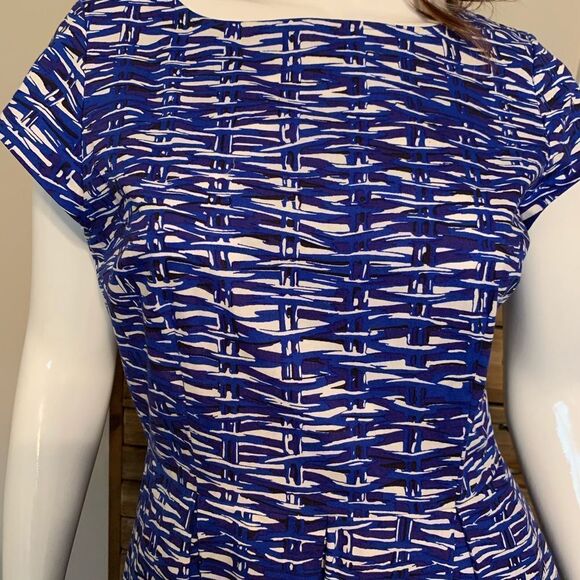 FELICITY & COCO Blue White & Black Classy Mini Dress Size medium - Picture 9 of 15